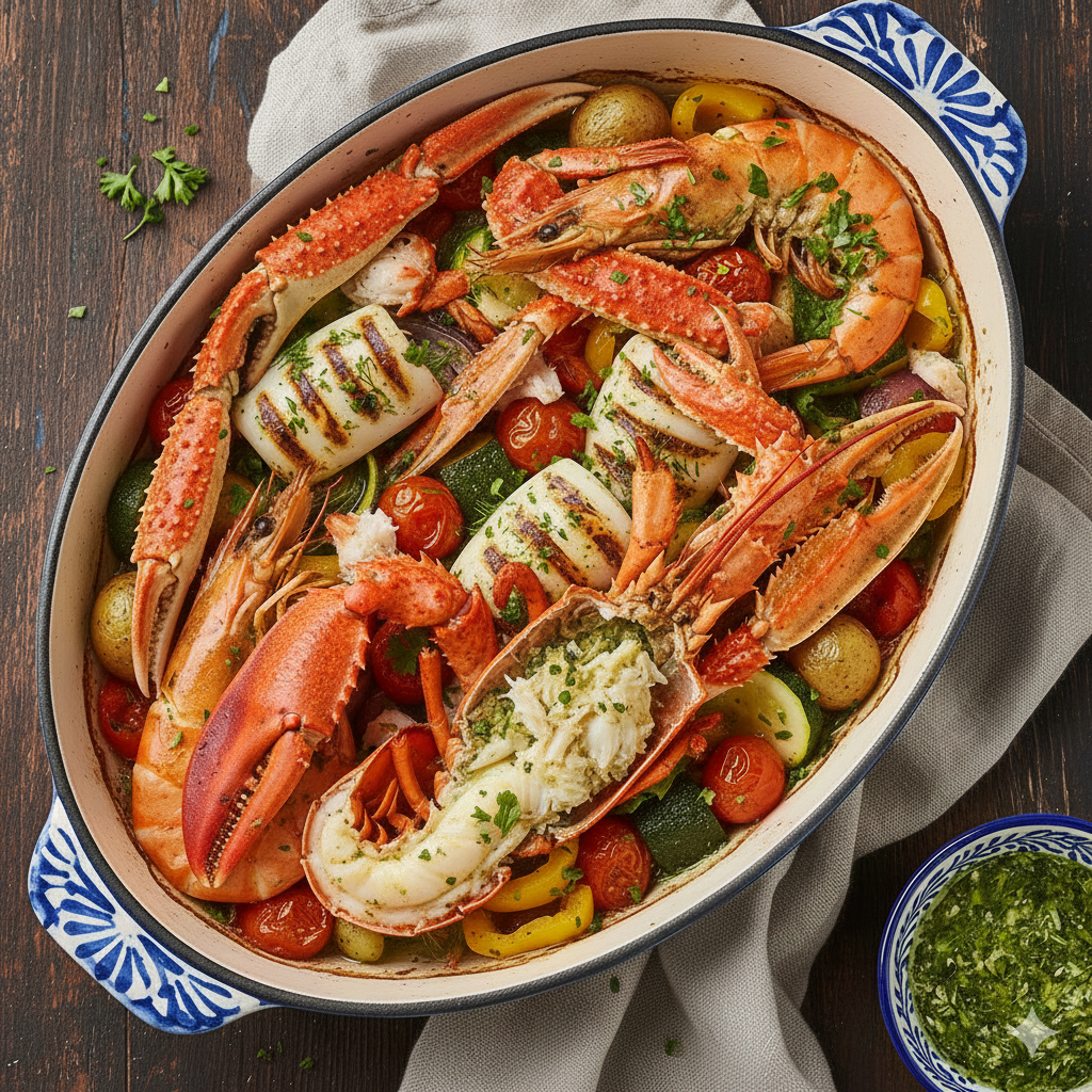 Oud & Nieuw - Zeevruchtenpan Vishuis (met hele kreeft per persoon)